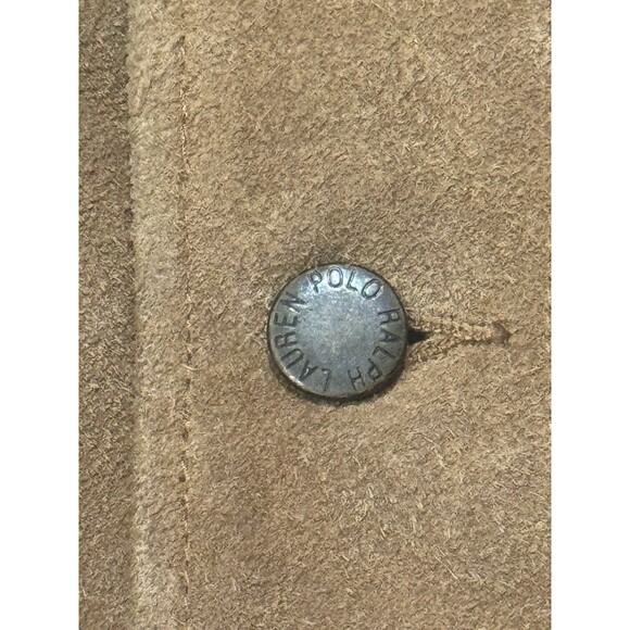 90s Polo Ralph Lauren Suede Leather Jacket Mens XL Brown Plaid Ranch Coat Rare - Picture 3 of 13